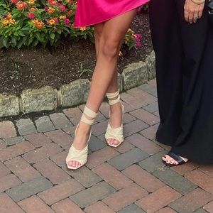 Sam Edelman nude leather lace up heels